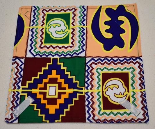 Adinkra kék afrikai mintás újraszalvéta mosható szalvéta