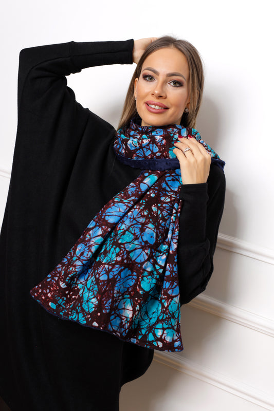 afrikai mintás színes egyenes sál viselés batik