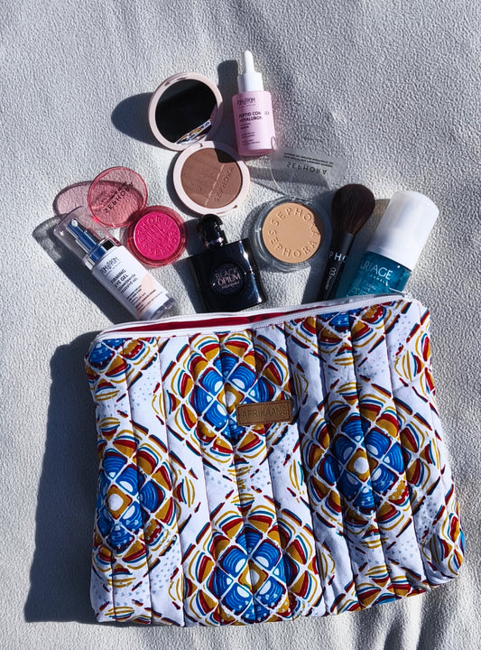 geometrikus mintás színes afrikai textil neszesszer