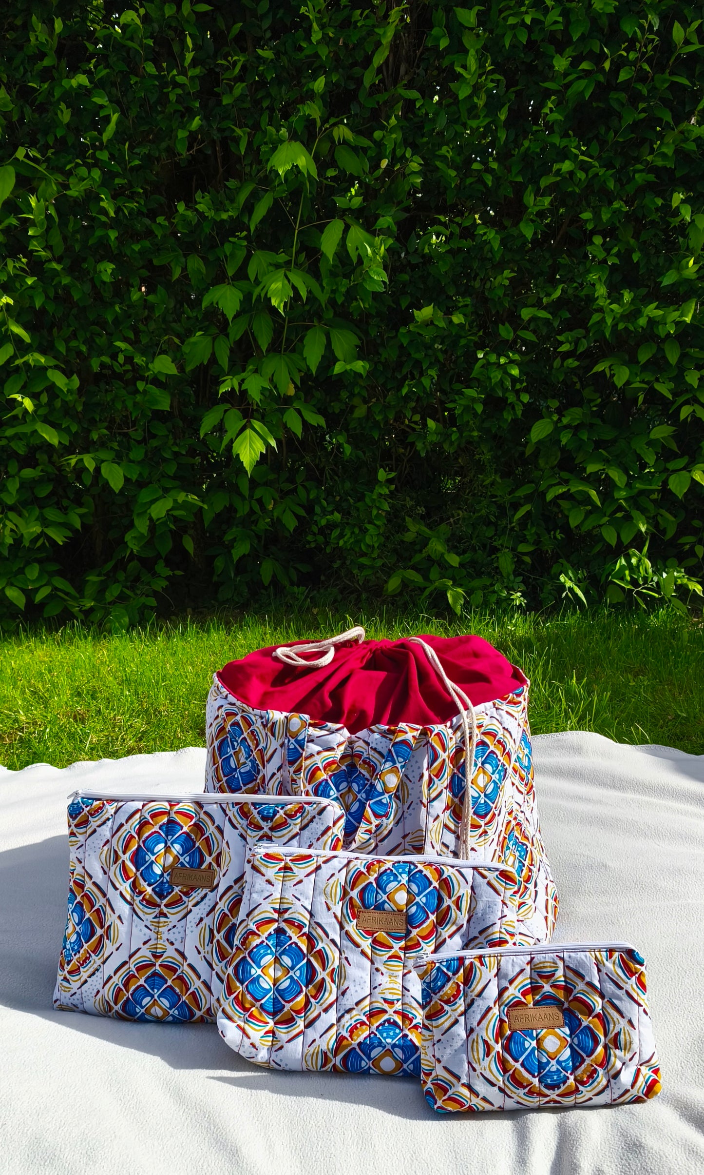geometrikus mintás színes afrikai textil strandtáska neszesszer