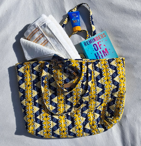 geometrikus mintás színes afrikai textil strandtáska